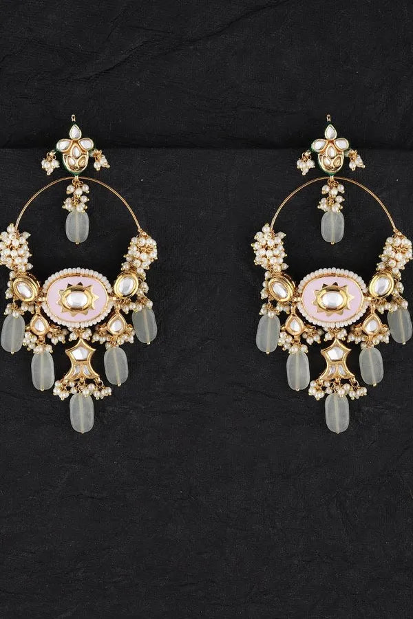 Gulabi Grace Pink Green Jade Chandbalis