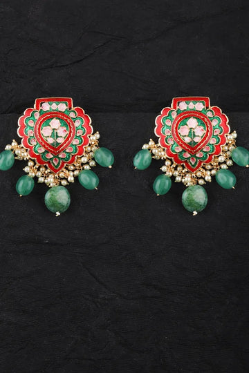 Red & Green Jharonka Earrings