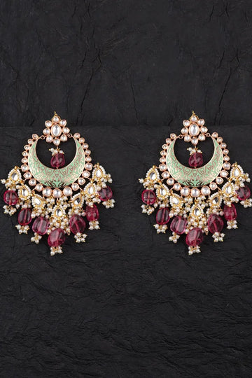 Green Rani Tourmaline Chandbali Earrings