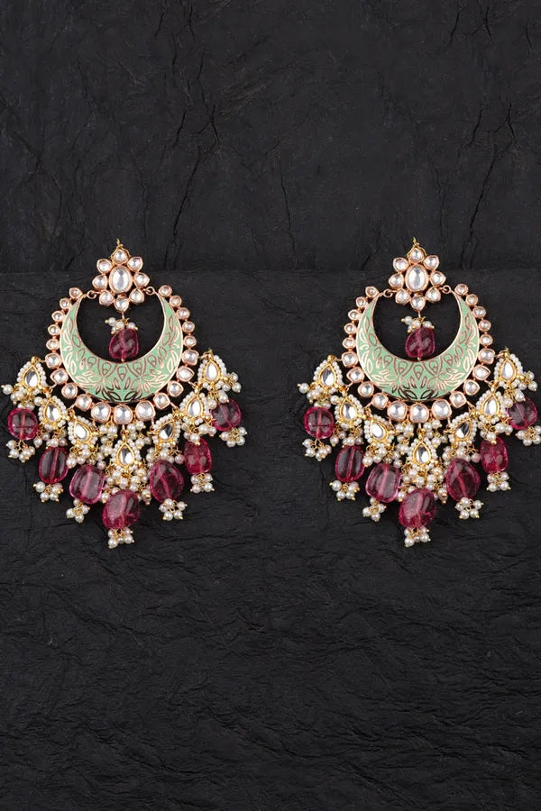 Green Rani Tourmaline Chandbali Earrings