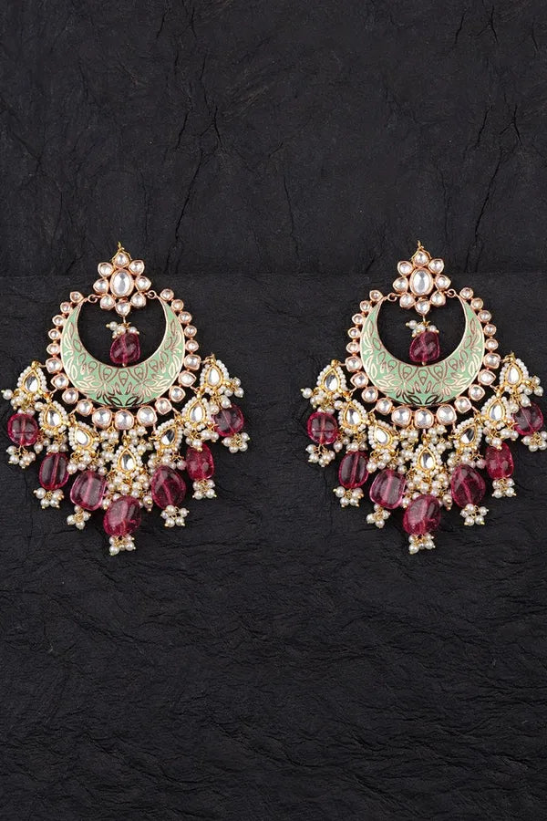 Green Rani Tourmaline Chandbali Earrings