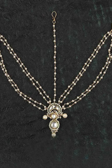 White Pearl & Kundan Matha Patti