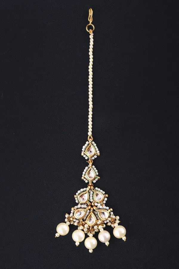 Droptop Pearls & Kundan Maang Tikka