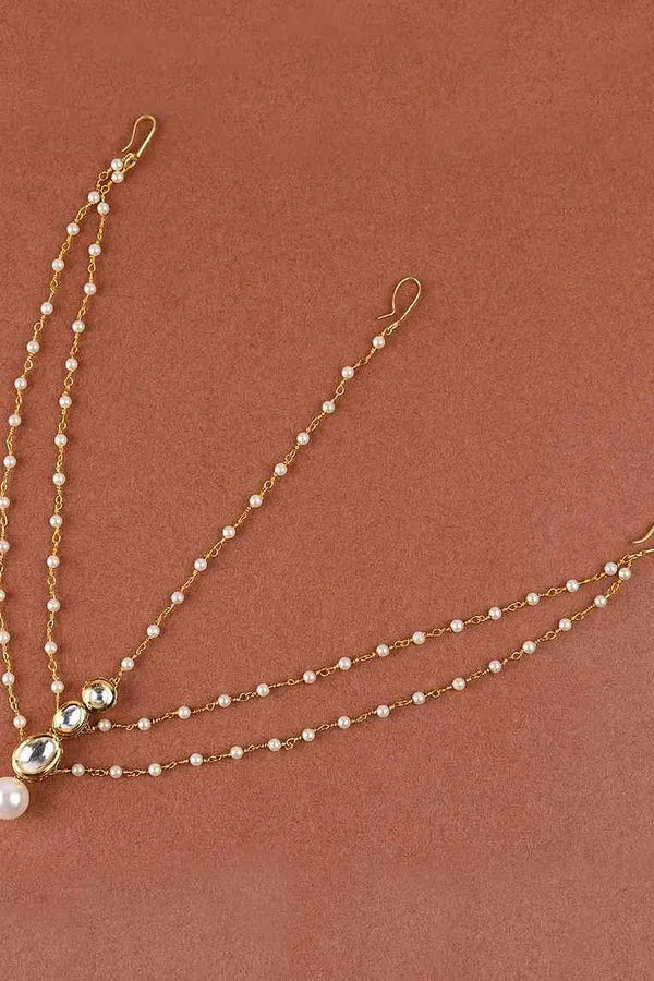 Kundan And Pearl Layered Mathapatti