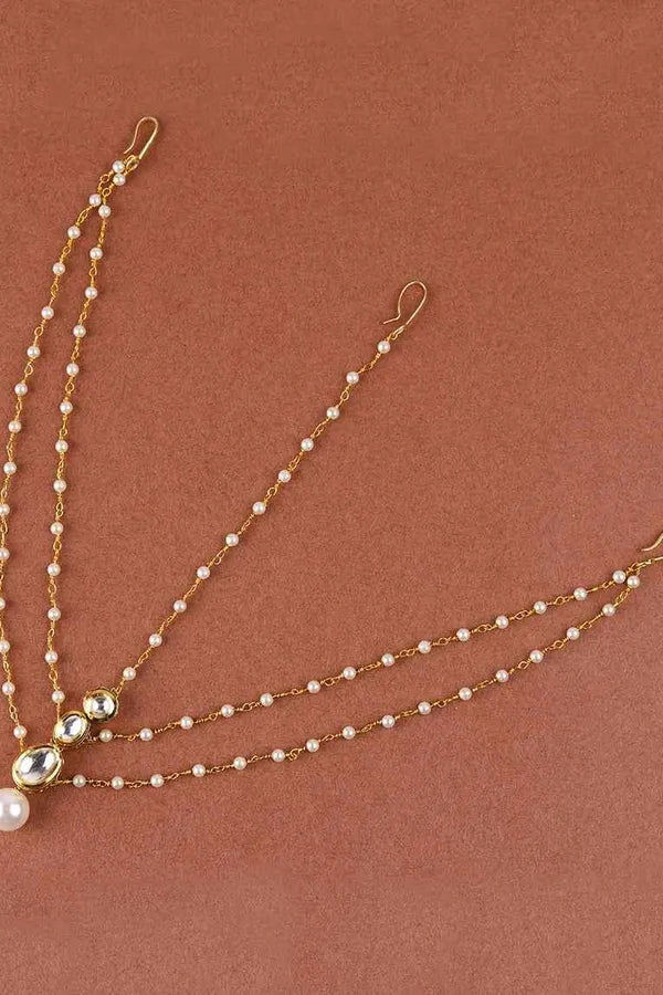 Kundan And Pearl Layered Mathapatti