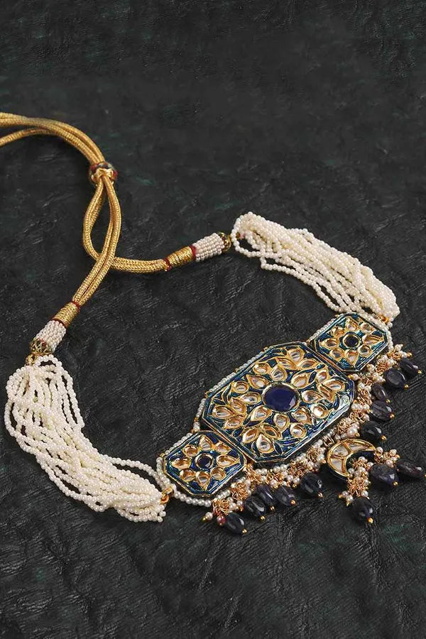 Blue Meenakari Choker Necklace