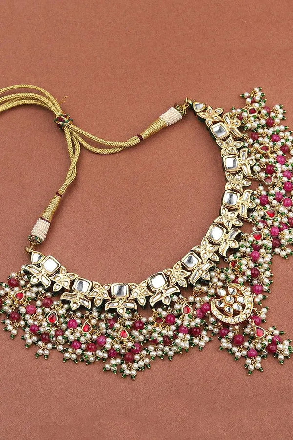 Kundan Elegance Red & Green Choker