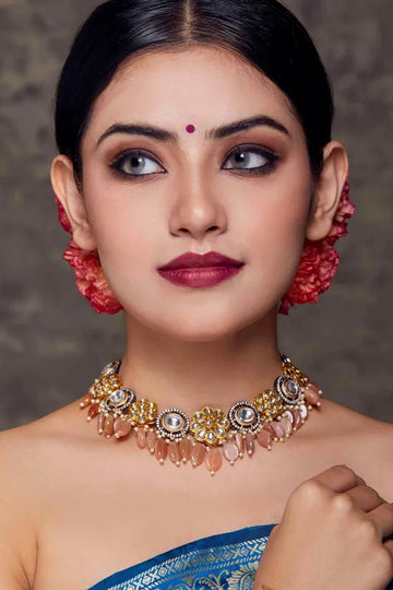 Coral Flower Kundan Choker Necklace