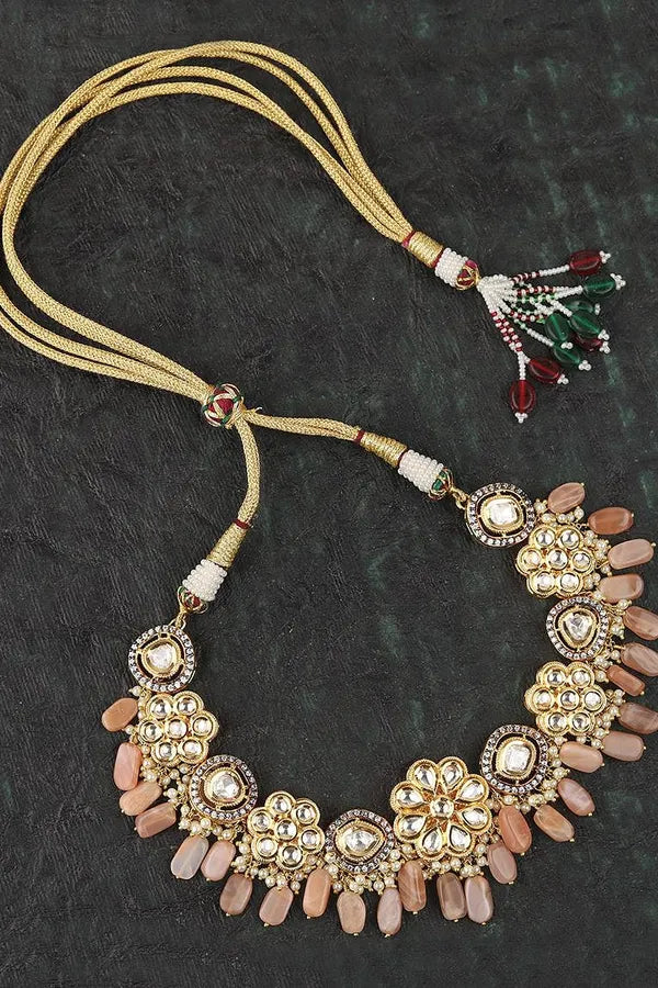 Coral Flower Kundan Choker Necklace