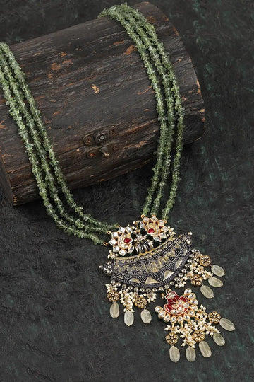Pitaara Red & Green Dual Finish Necklace