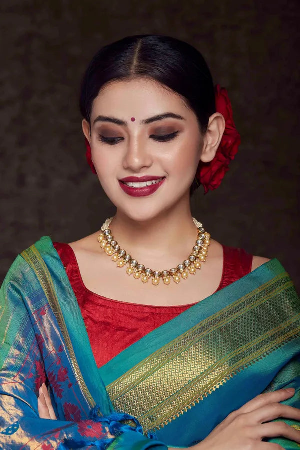 Snow White Pearls Kundan Necklace