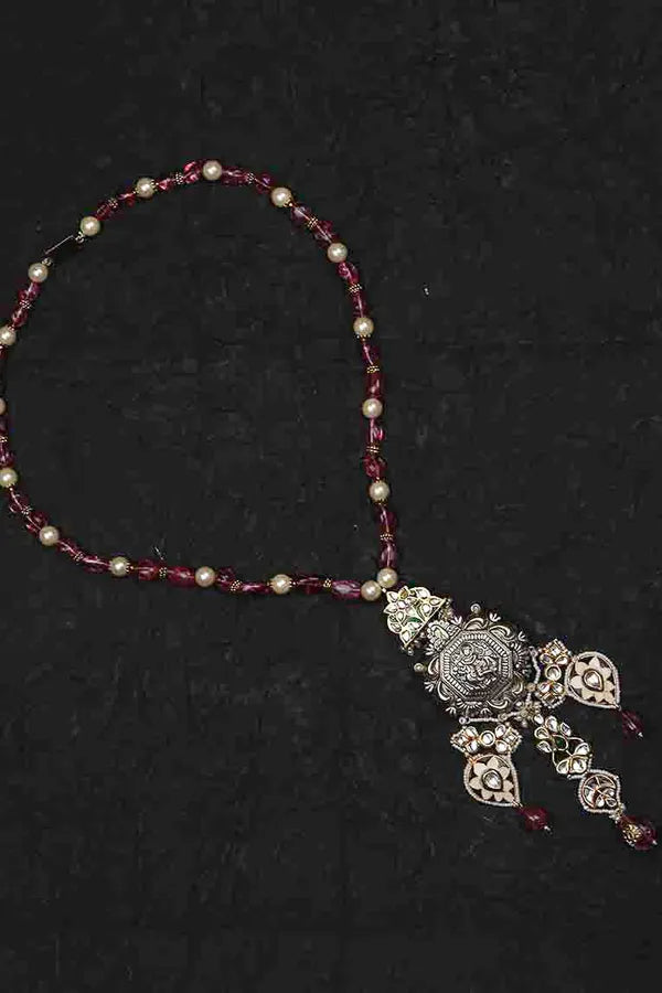 Silver Pendant Tourmaline Drops Necklace