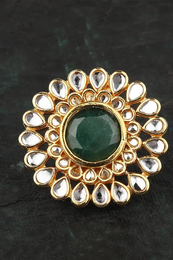 Green Kundan Cocktail Ring