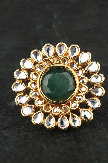 Green Kundan Cocktail Ring