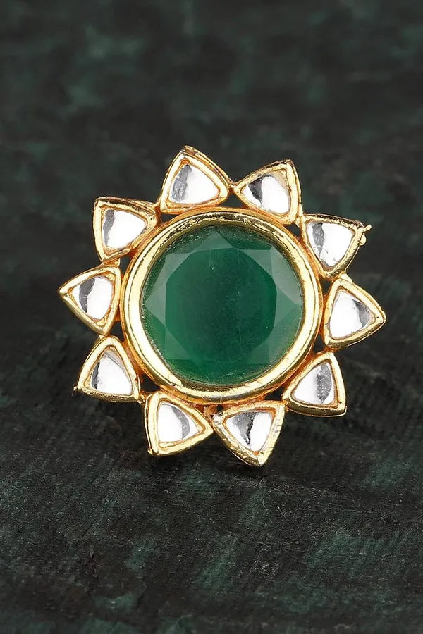 Green Star Kundan Cocktail Ring