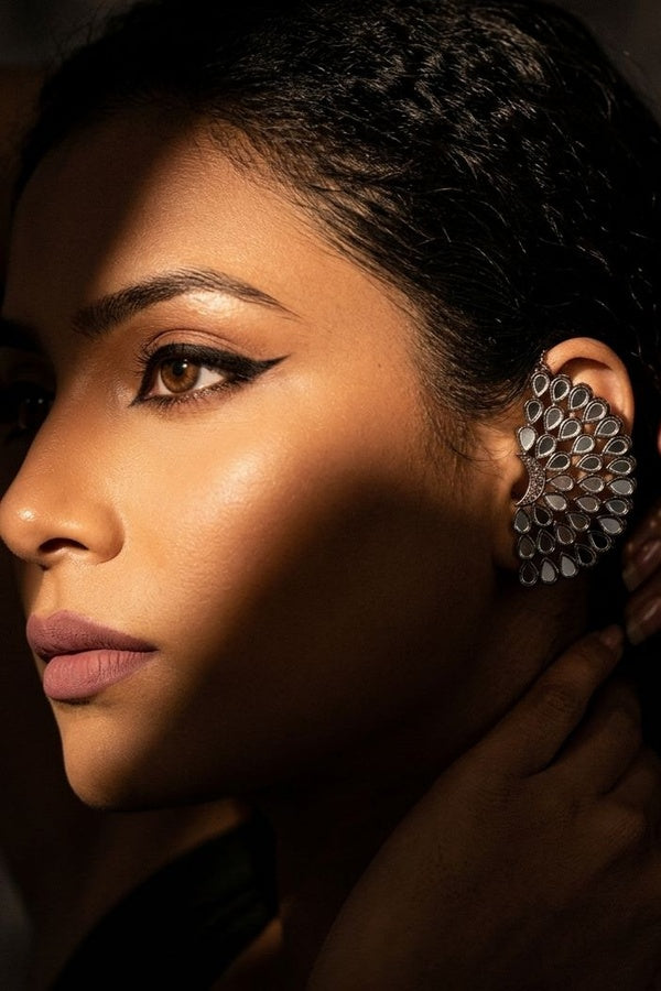 Dual Finish Kundan Earcuffs