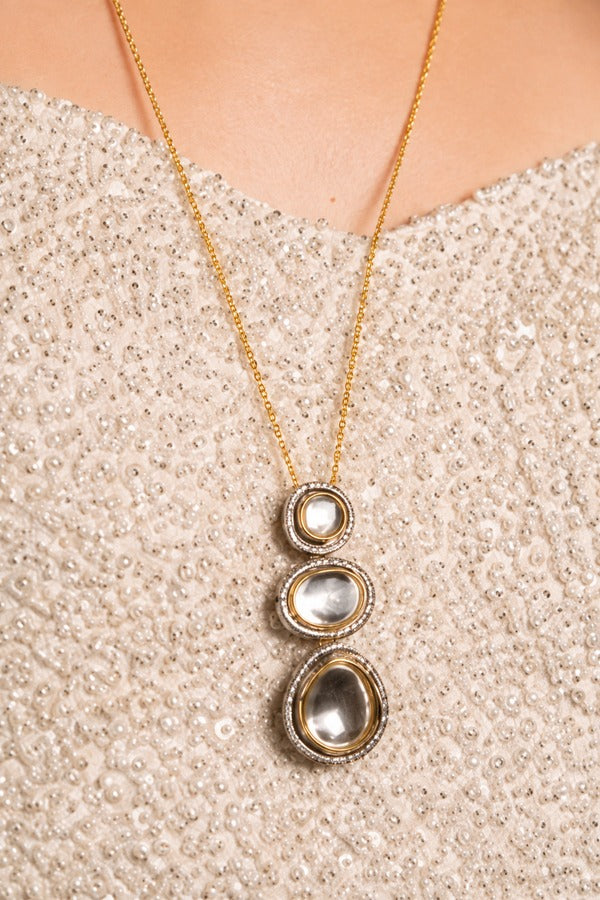 Three Zircon Pendant Necklace