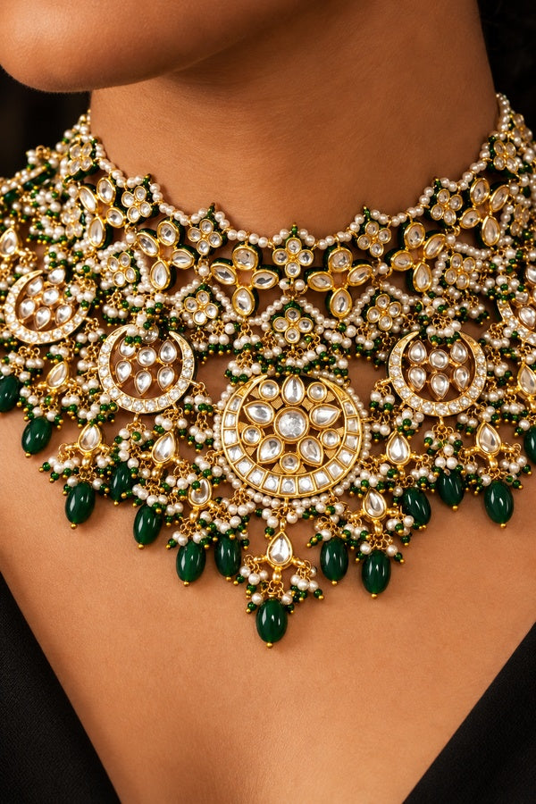 Statement Gold & Green Passion Choker Necklace