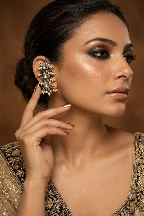Dual Tone Pearls Earcuffs