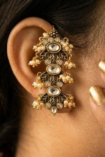 Dual Tone Pearls Earcuffs