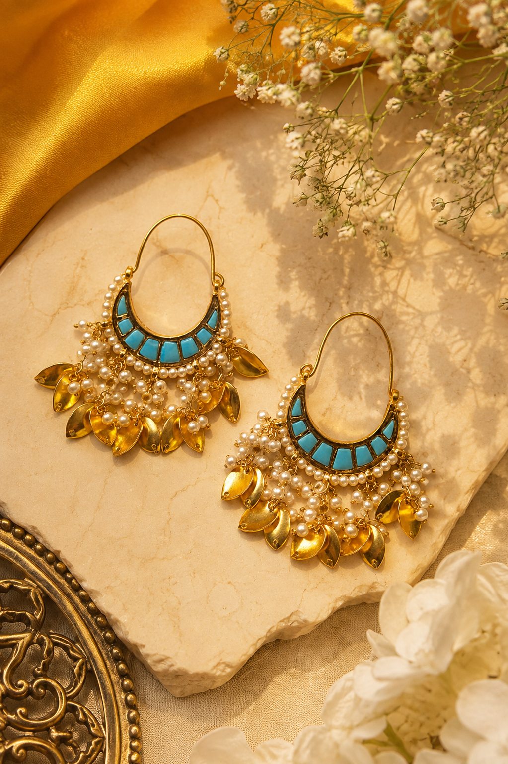 Mini Blue Chand Dangler Earrings