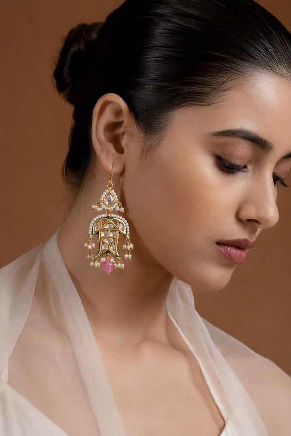 Tourmaline Drop Kundan Fish Earrings