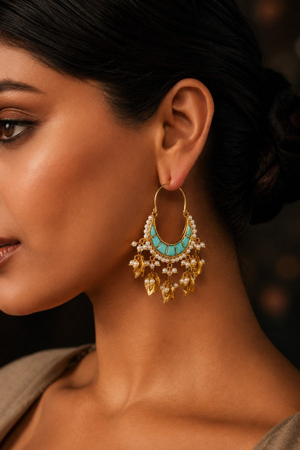 Mini Blue Chand Dangler Earrings