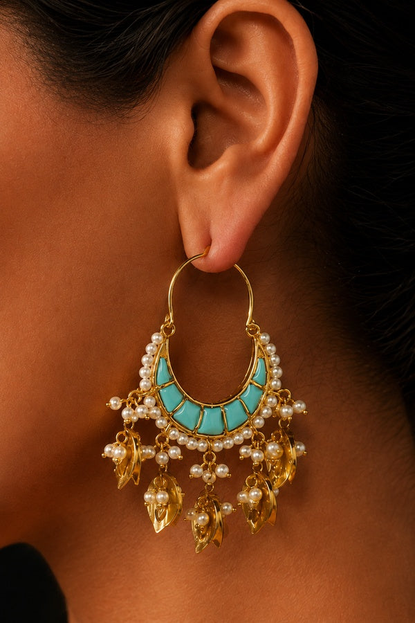 Mini Blue Chand Dangler Earrings