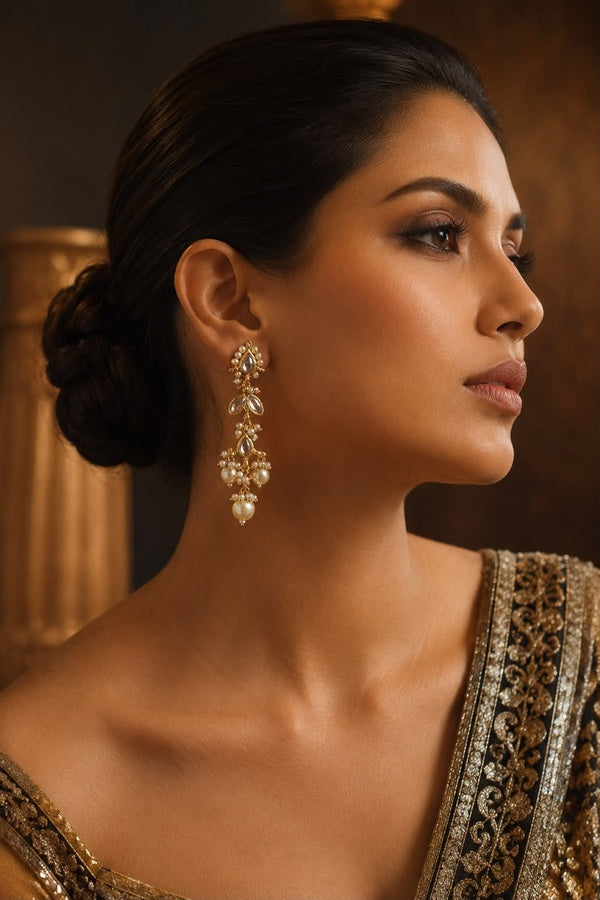 Kundan Pearl Dangler Earrings