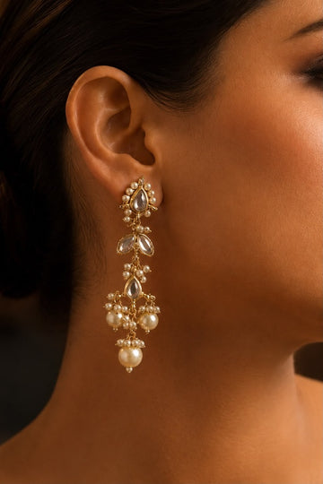 Kundan Pearl Dangler Earrings