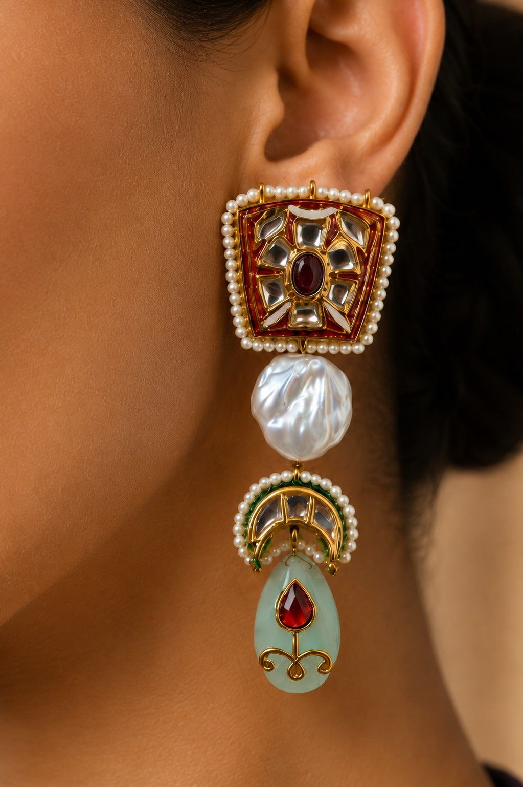 Red Omen Pastel Blue Drop Earrings