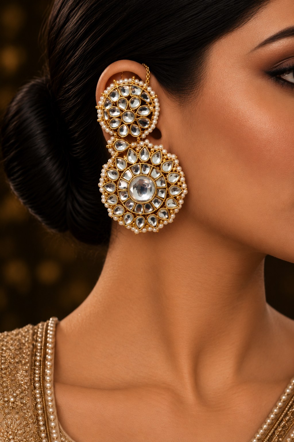 Statement Traditional Kundan Earcuff Earrings