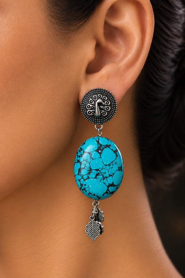 Turquoise with Silver Detail Dangler Earrings